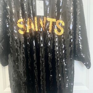 NWT SAINTS Girlie Girl Brand. Sequin Mini Dress or oversized shirt. Size large.